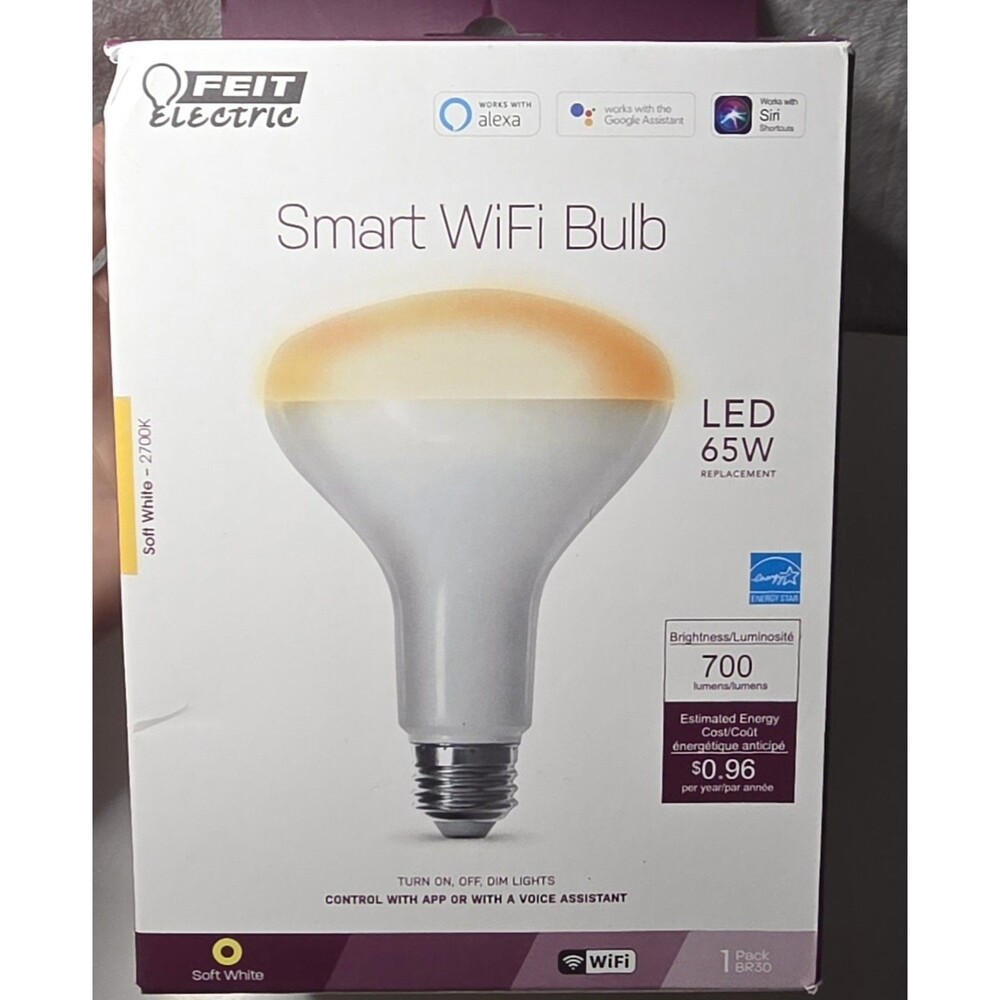 FEIT Electric 65-Watt BR30 Smart WiFi LED Flood Light Bulb - Soft White - NEW